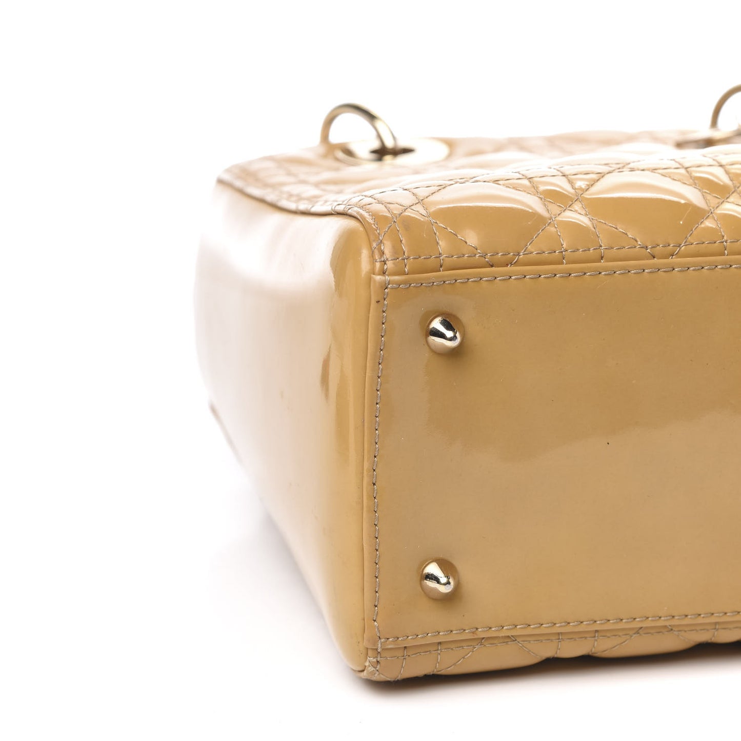 Patent Cannage Medium Lady Dior Beige