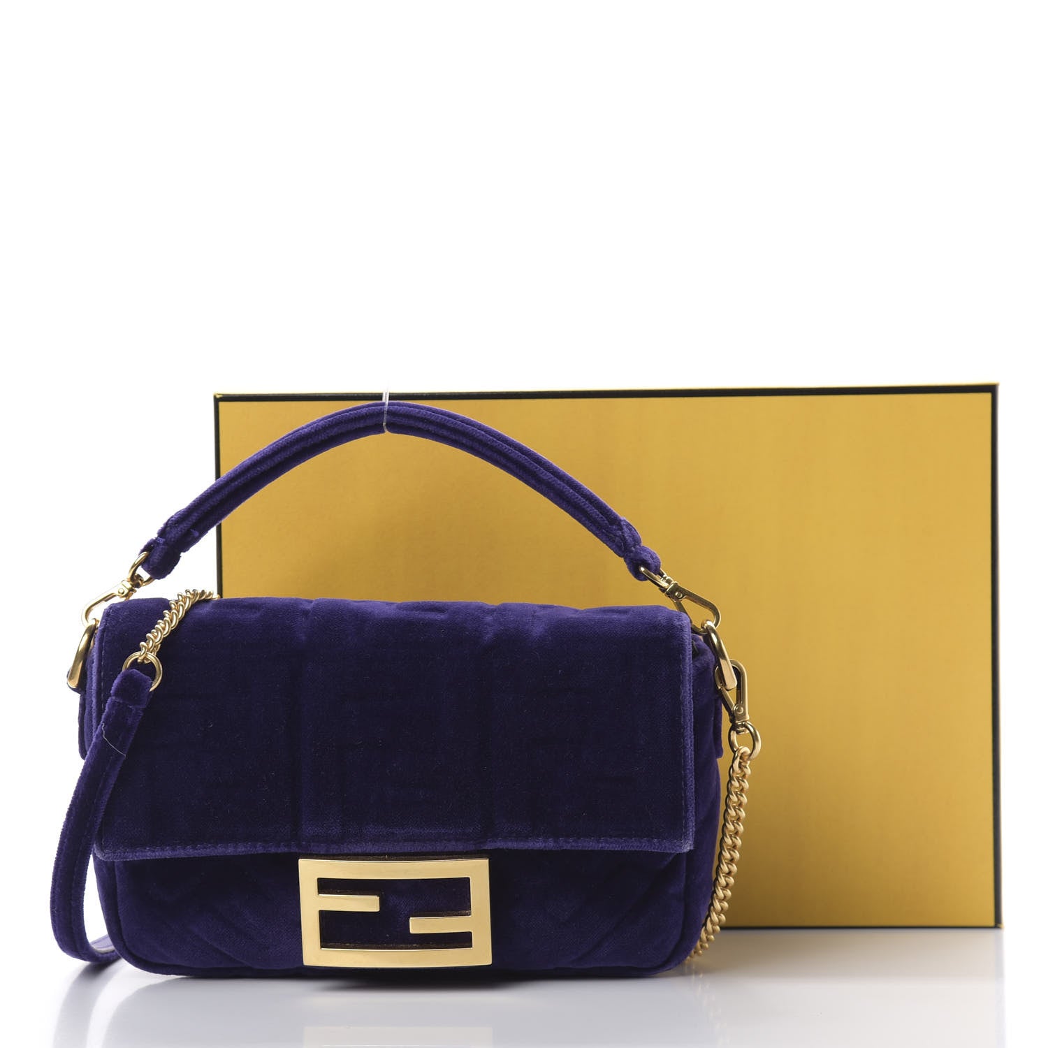 Fendi Velluto FF Embossed Mini Baguette Viola Plus 13 of 13