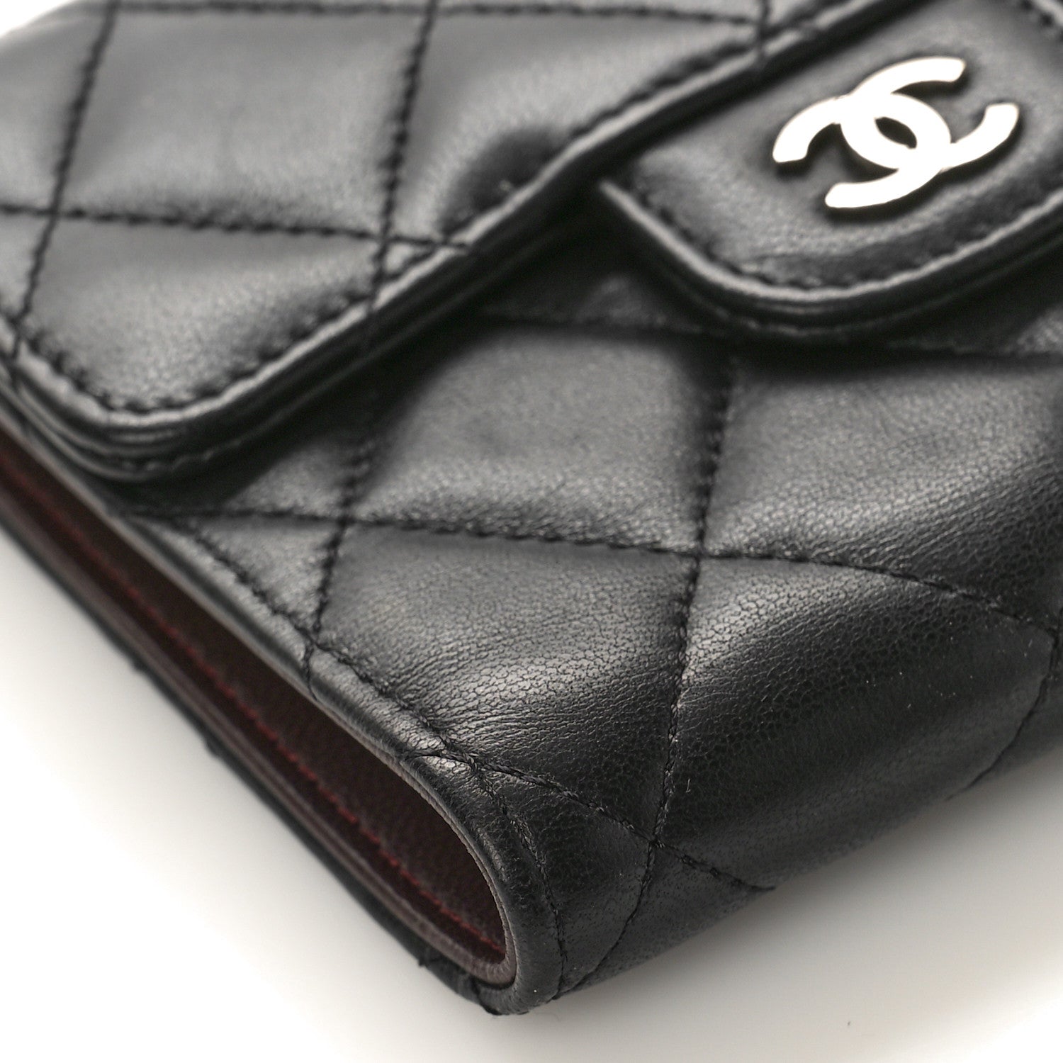 Chanel Lambskin Quilted Small Compact Wallet Black 8 of 11