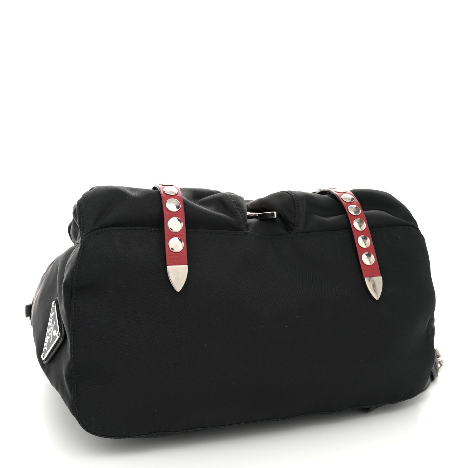 Prada Nylon New Vela Studded Backpack Black Fuoco 4 of 10