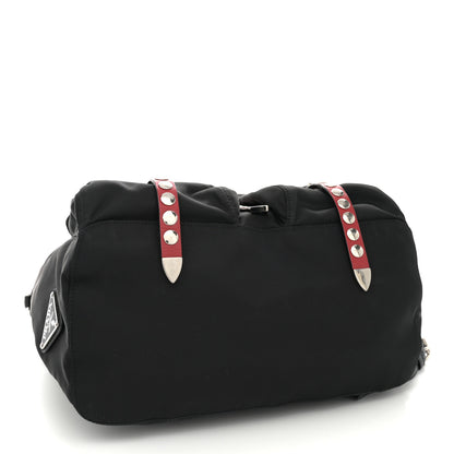 Prada Nylon New Vela Studded Backpack Black Fuoco 4 of 10