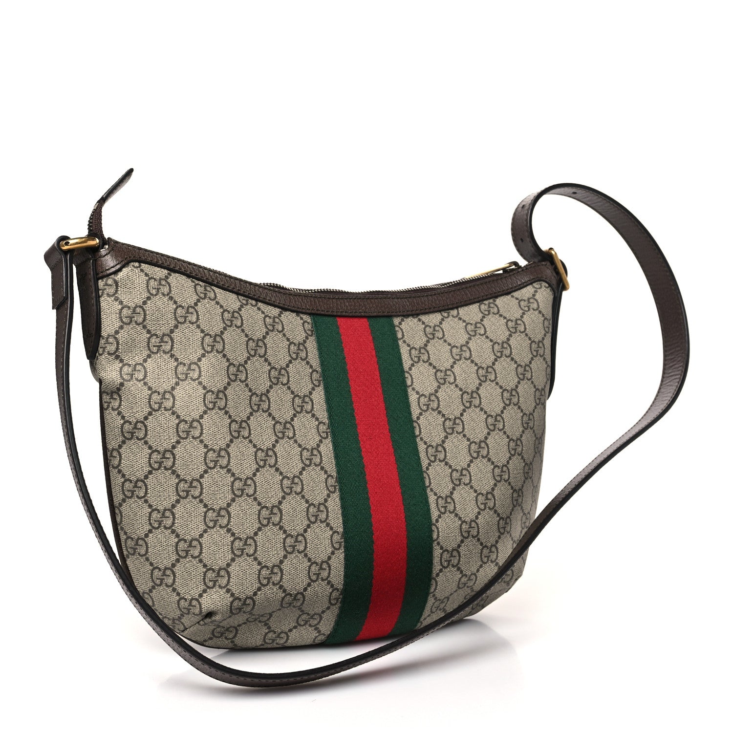 Gucci GG Supreme Monogram Web Small Ophidia Half Moon Hobo Brown 3 of 10