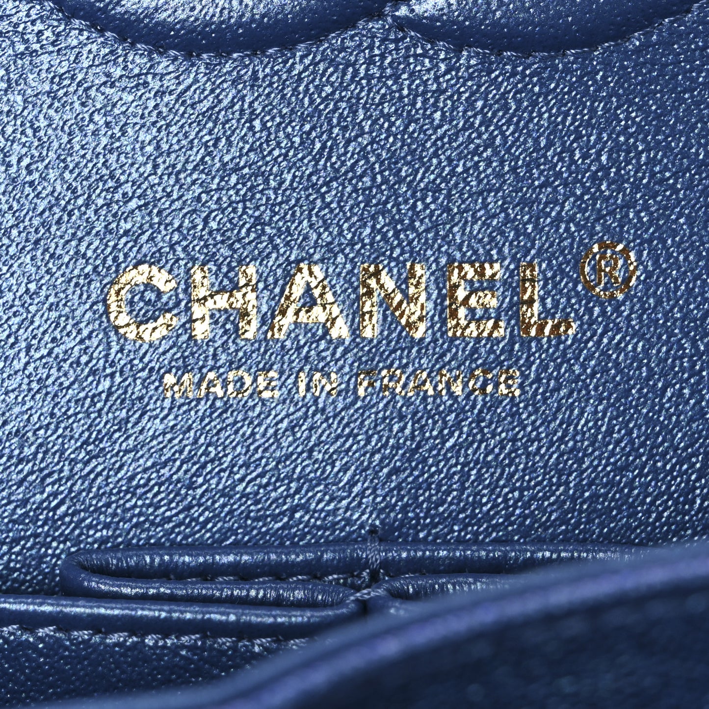 Iridescent Caviar Quilted Small Double Flap Dark Blue