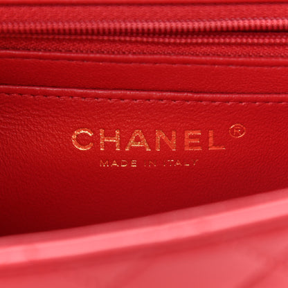 Chanel Lambskin Quilted Mini Top Handle Rectangular Flap Red 8 of 13
