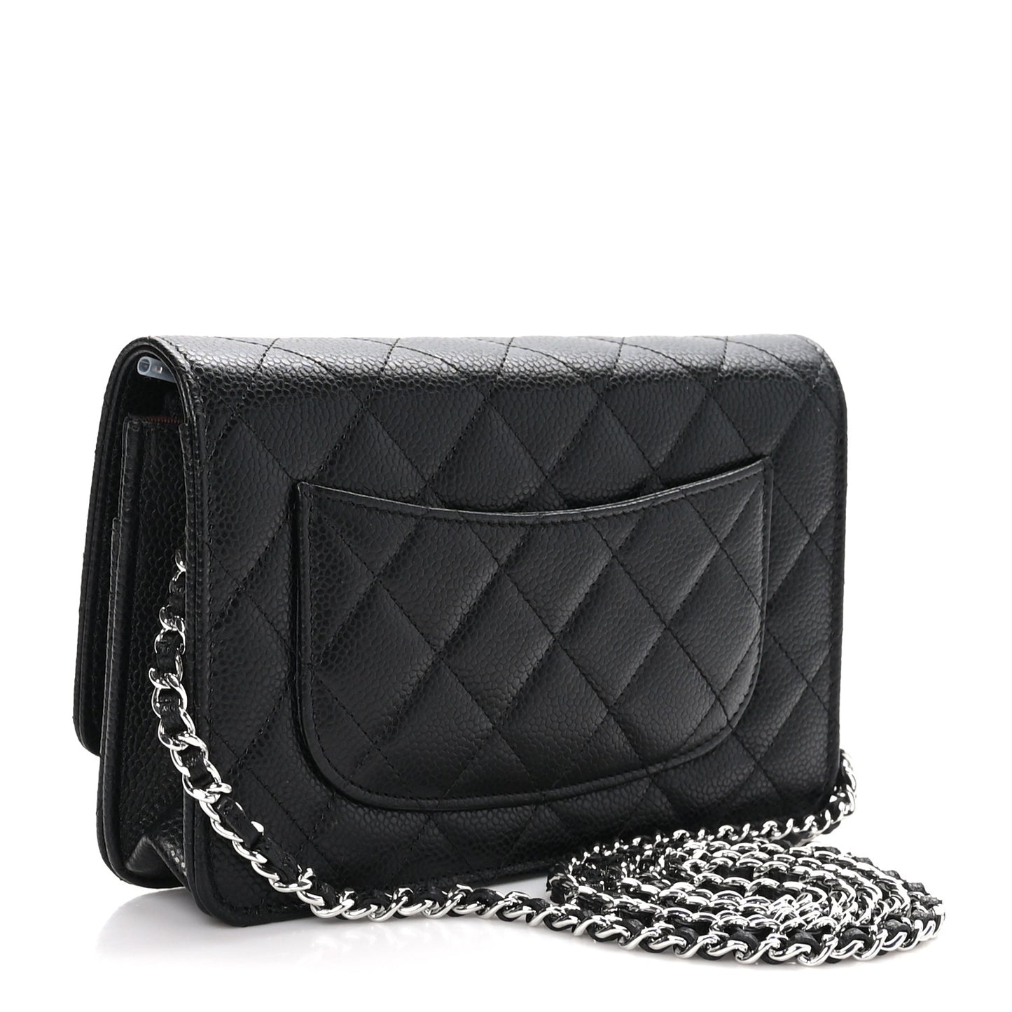 Caviar Quilted Wallet on Chain WOC Black