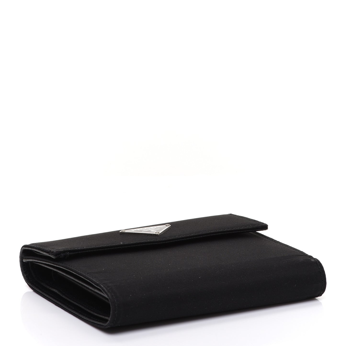 Tessuto Nylon Saffiano Tri-Fold Compact Wallet Black