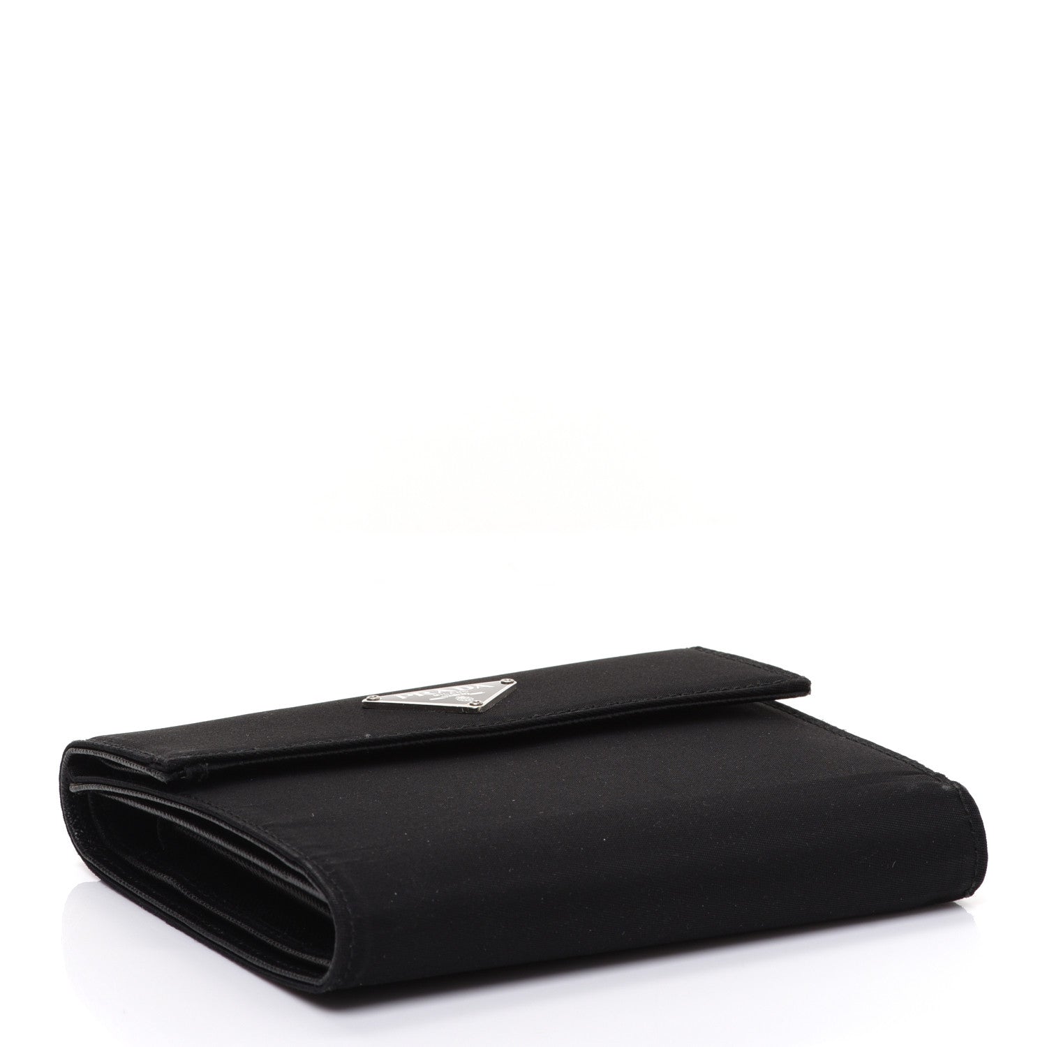 Prada Tessuto Nylon Saffiano Tri-Fold Compact Wallet Black 4 of 8