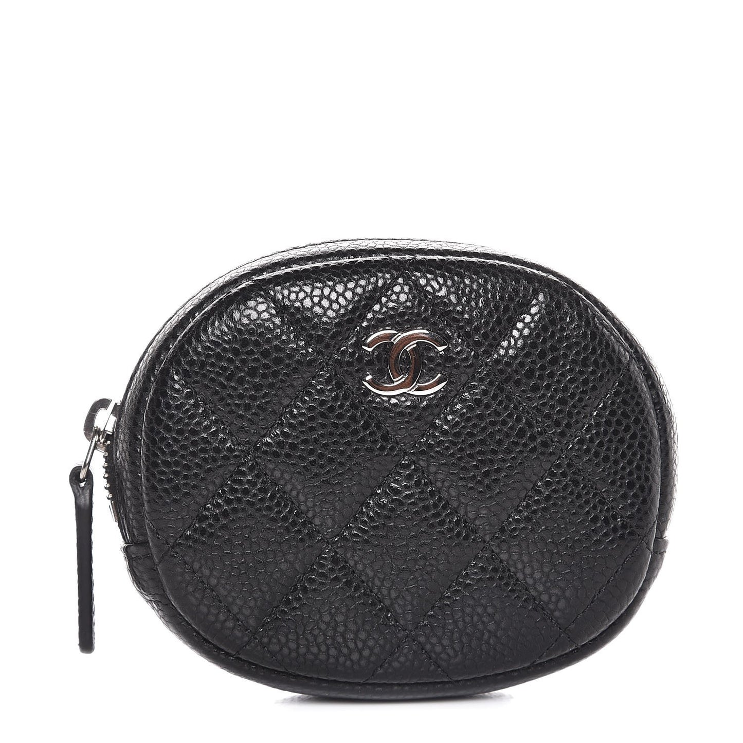 Caviar Quilted Zip Around Classic Coin Purse Black