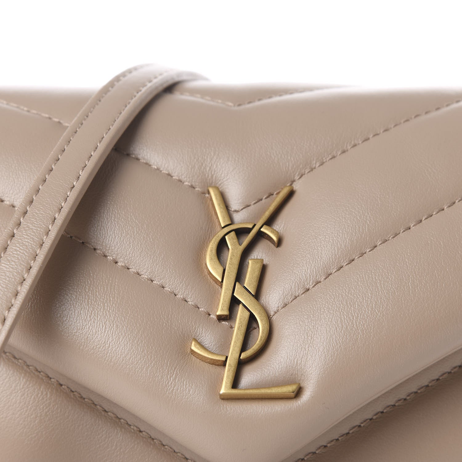 Saint Laurent Calfskin Y Quilted Monogram Toy Loulou Crossbody Bag Dark Beige 8 of 11