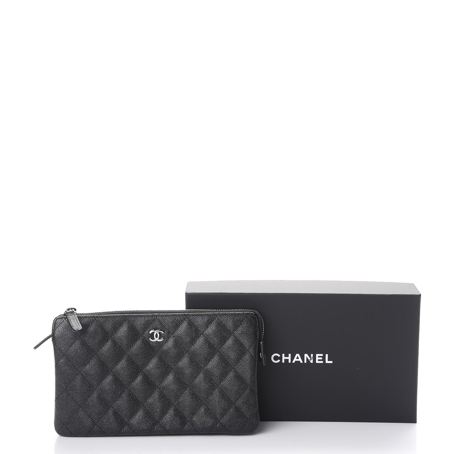 Chanel Iridescent Caviar Quilted Large Zipped Clutch Black 9 of 9