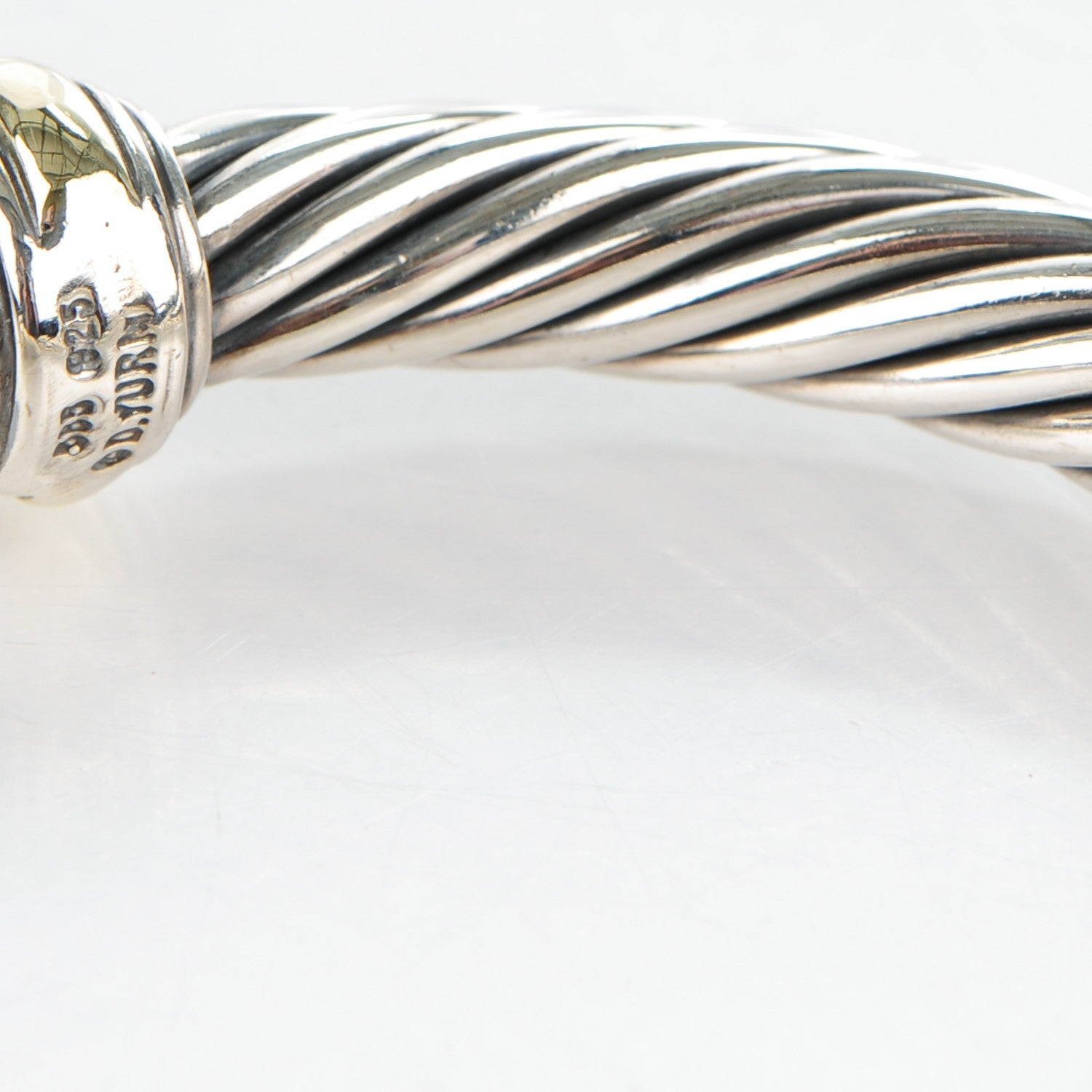 David Yurman Sterling Silver 14K Yellow Gold 7mm Cable Classics Bracelet 4 of 5