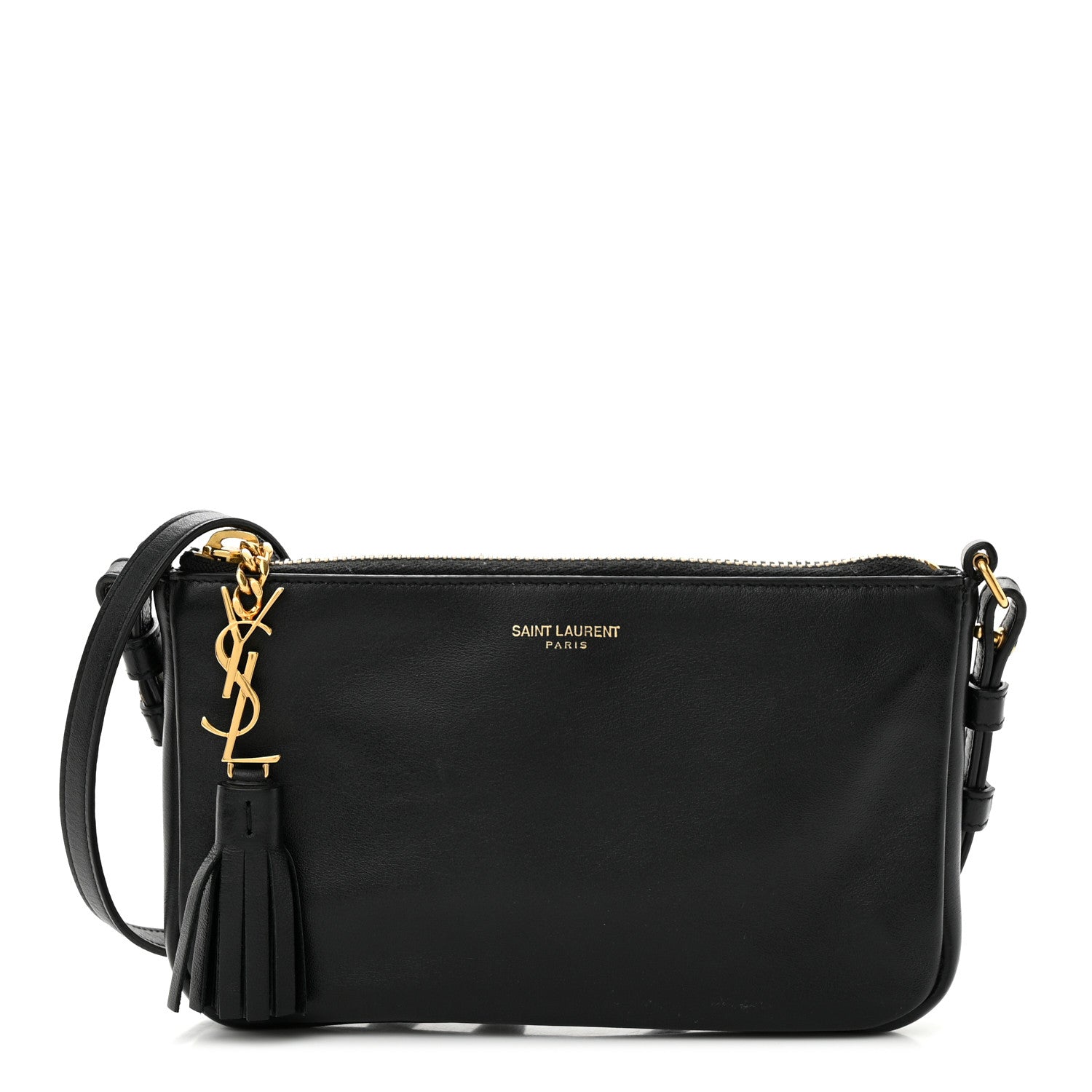 Saint Laurent Calfskin Monogram Phone Pouch Crossbody Bag Black 1 of 10
