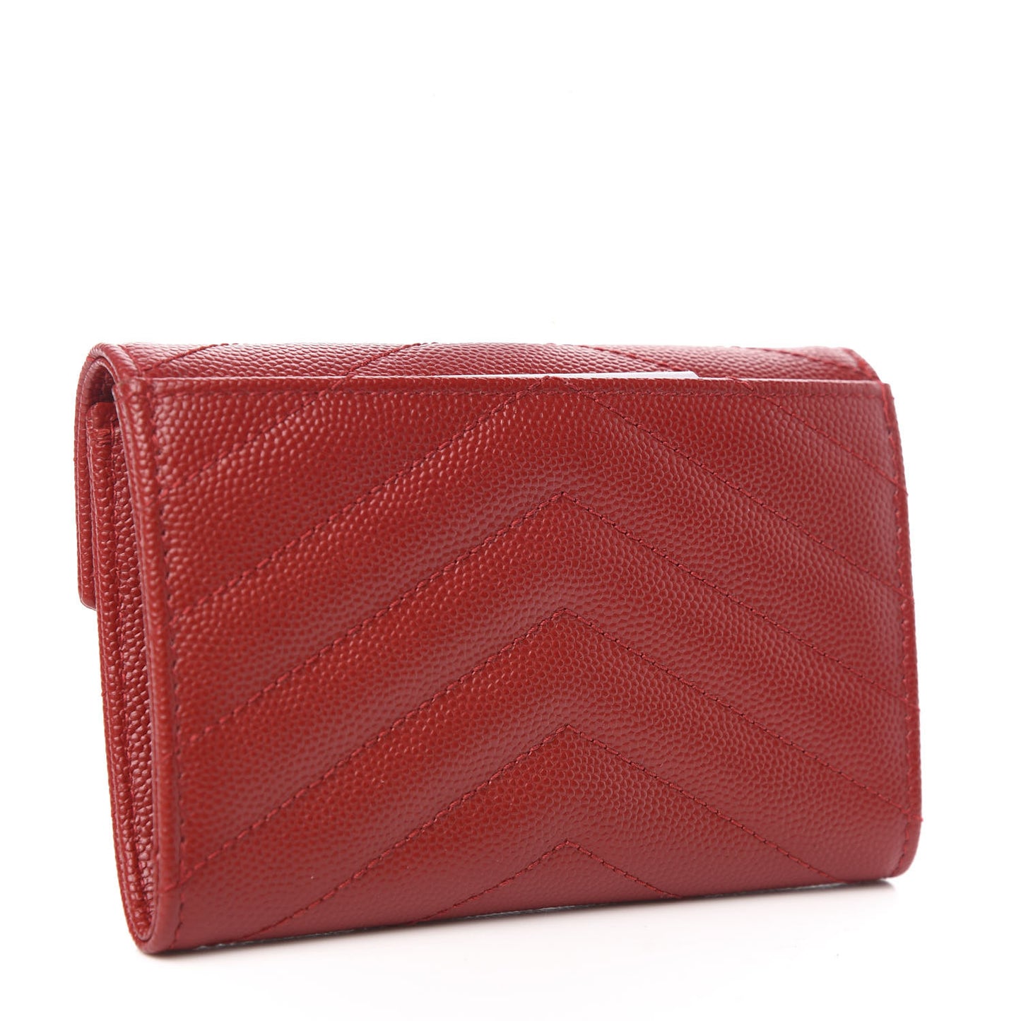 Grain De Poudre Matelasse Chevron Small Monogram Envelope Wallet New Red
