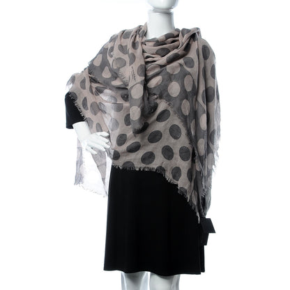 Burberry Prorsum Cashmere Silk Polka Dot Fringe Scarf Grey 2 of 5