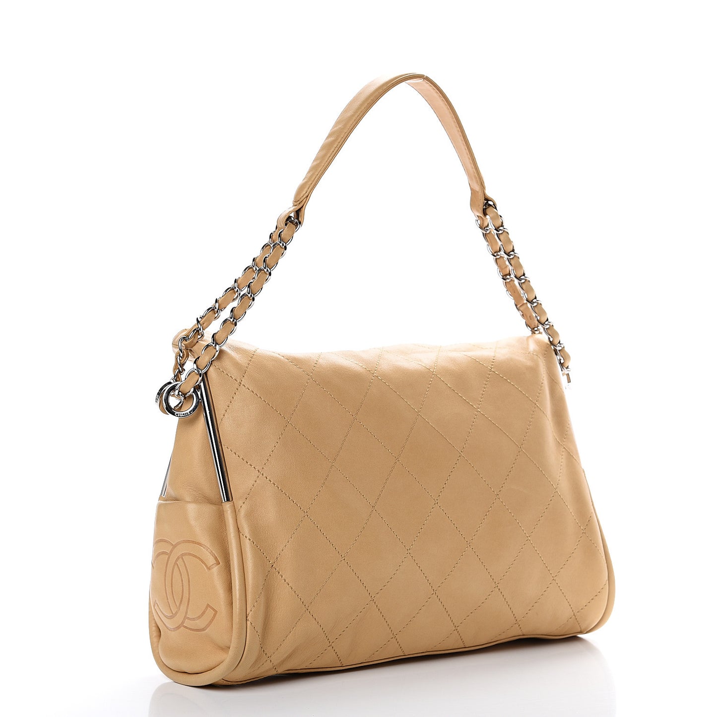 Lambskin Stitched Medium Ultimate Soft Tote Beige