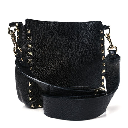 Valentino Garavani Pebbled Calfskin Mini Rockstud Flip-Lock Messenger Bag Black 3 of 9