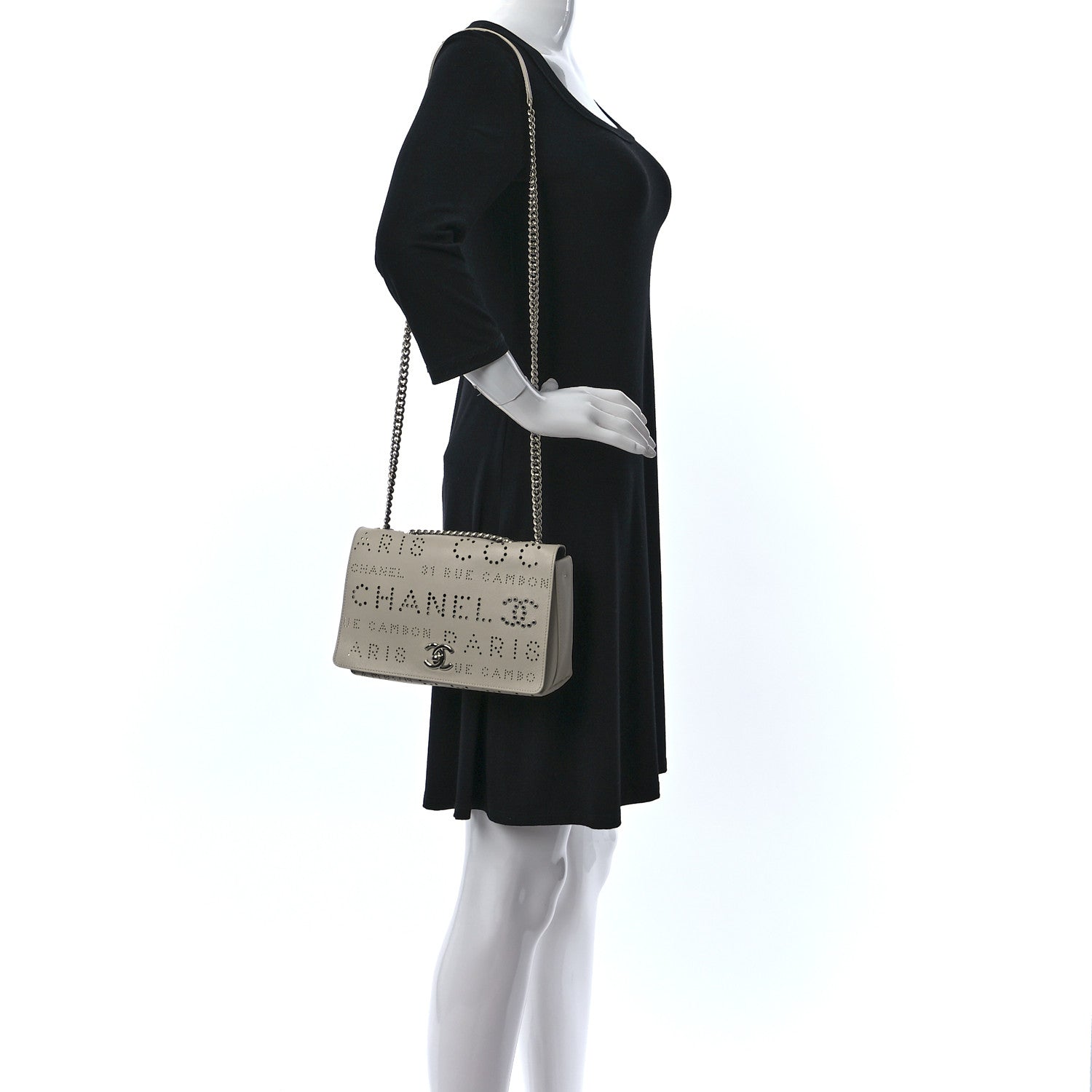 Chanel Calfskin Tweed Eyelet Flap Beige 2 of 10