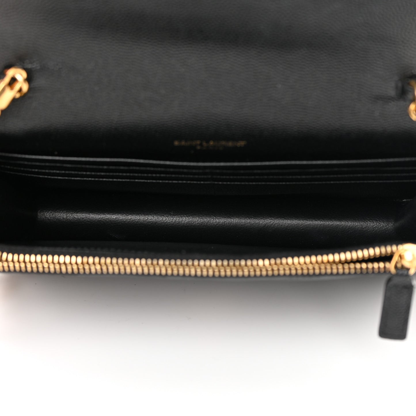 Grain De Poudre Matelasse Chevron Monogram Envelope Chain Wallet Black