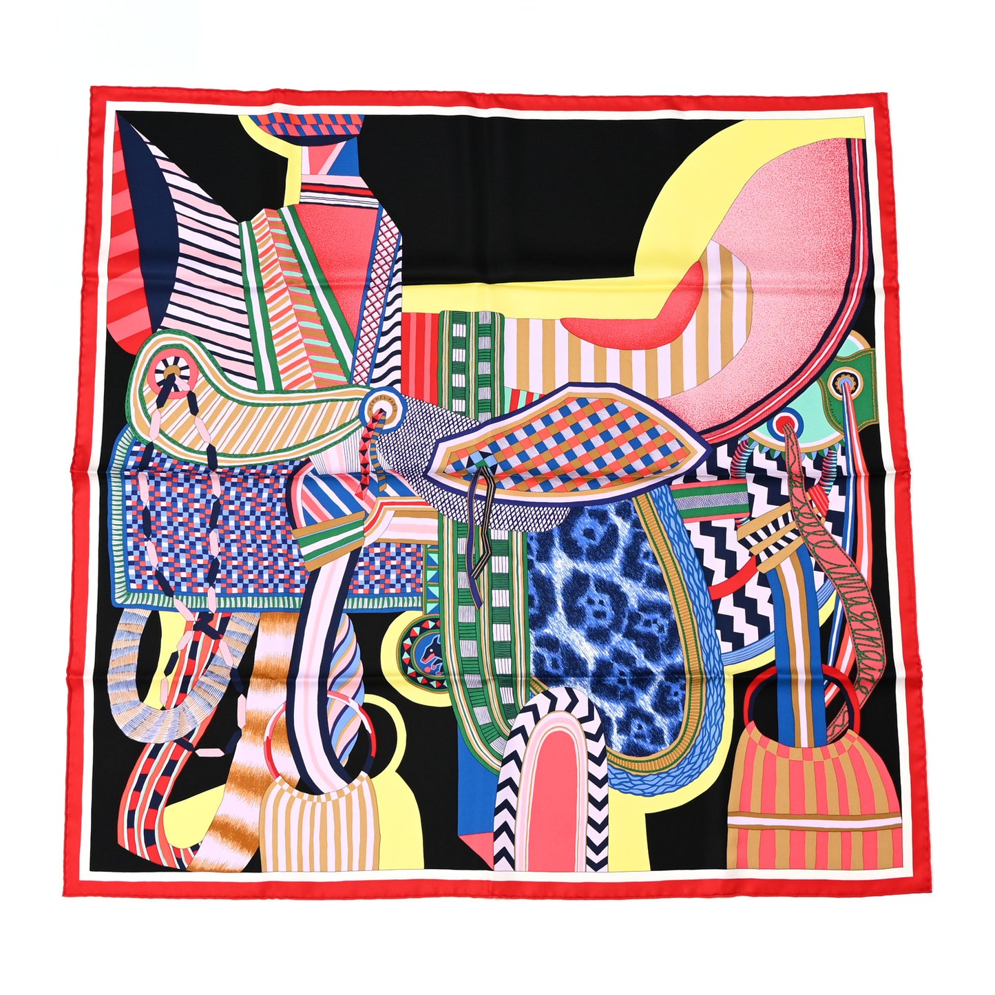 Silk La Selle Imaginaire Scarf 90 Black Jaune Soufre