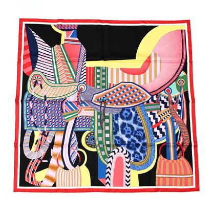 Hermes Silk La Selle Imaginaire Scarf 90 Black Jaune Soufre 1 of 3
