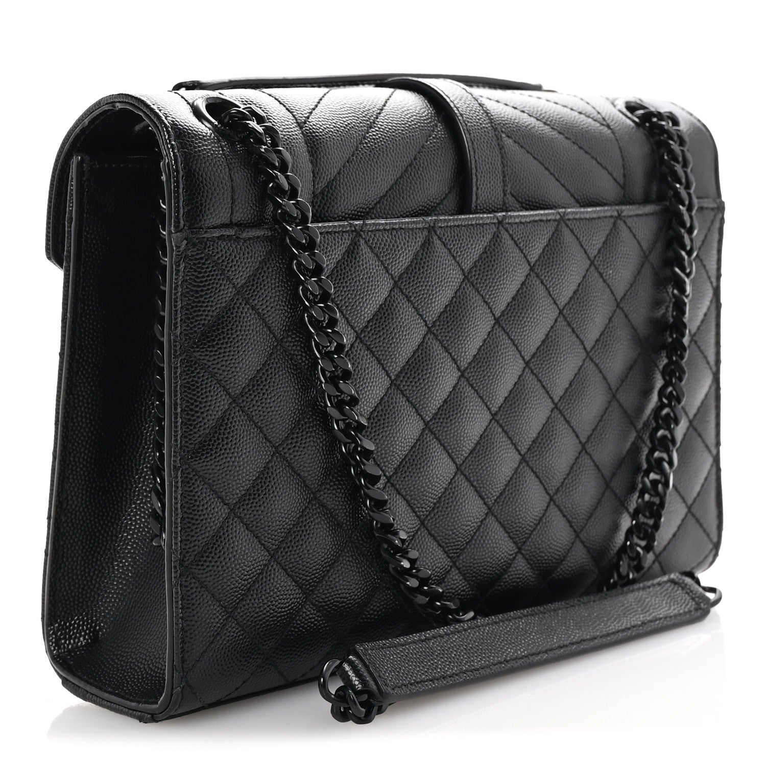 Saint Laurent Grain De Poudre Textured Mixed Matelasse Triquilt Medium Monogram Monochrome Satchel Black 3 of 10