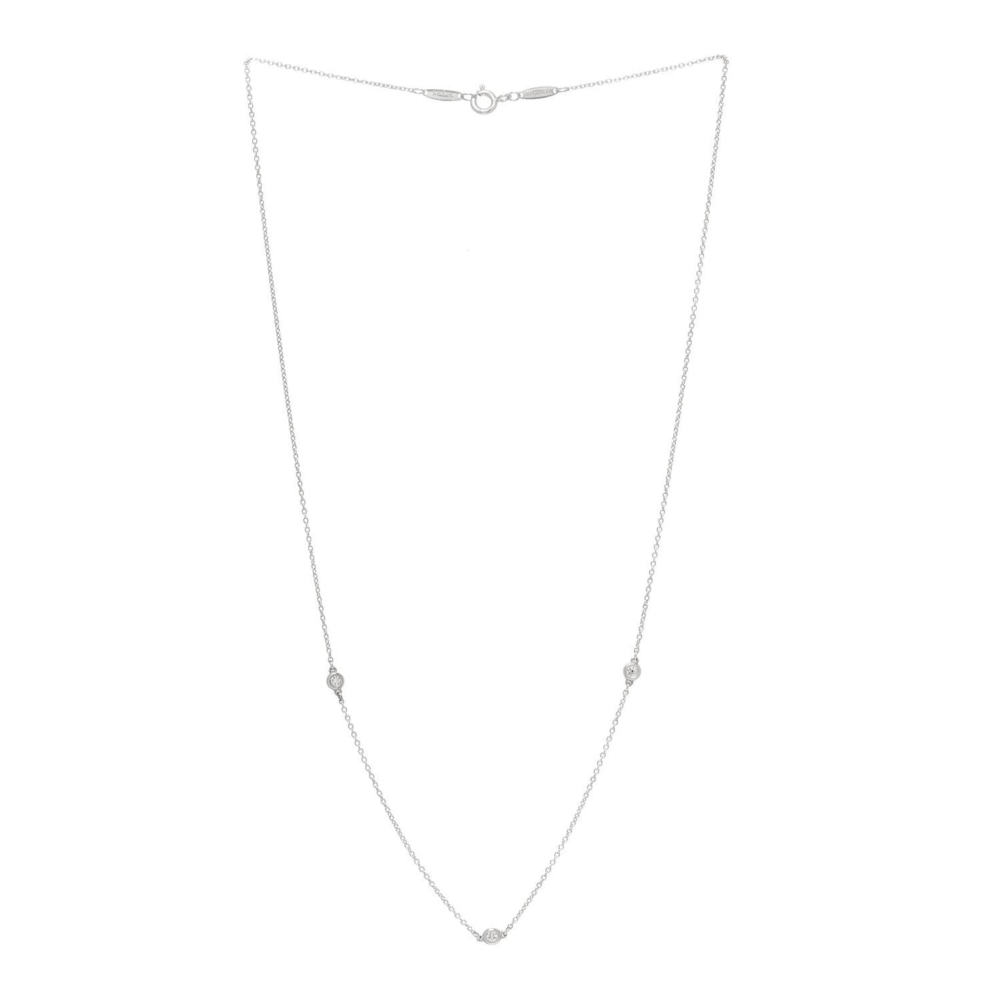 Sterling Silver Diamond .09ctw Elsa Peretti Diamonds by the Yard Three Station Necklace