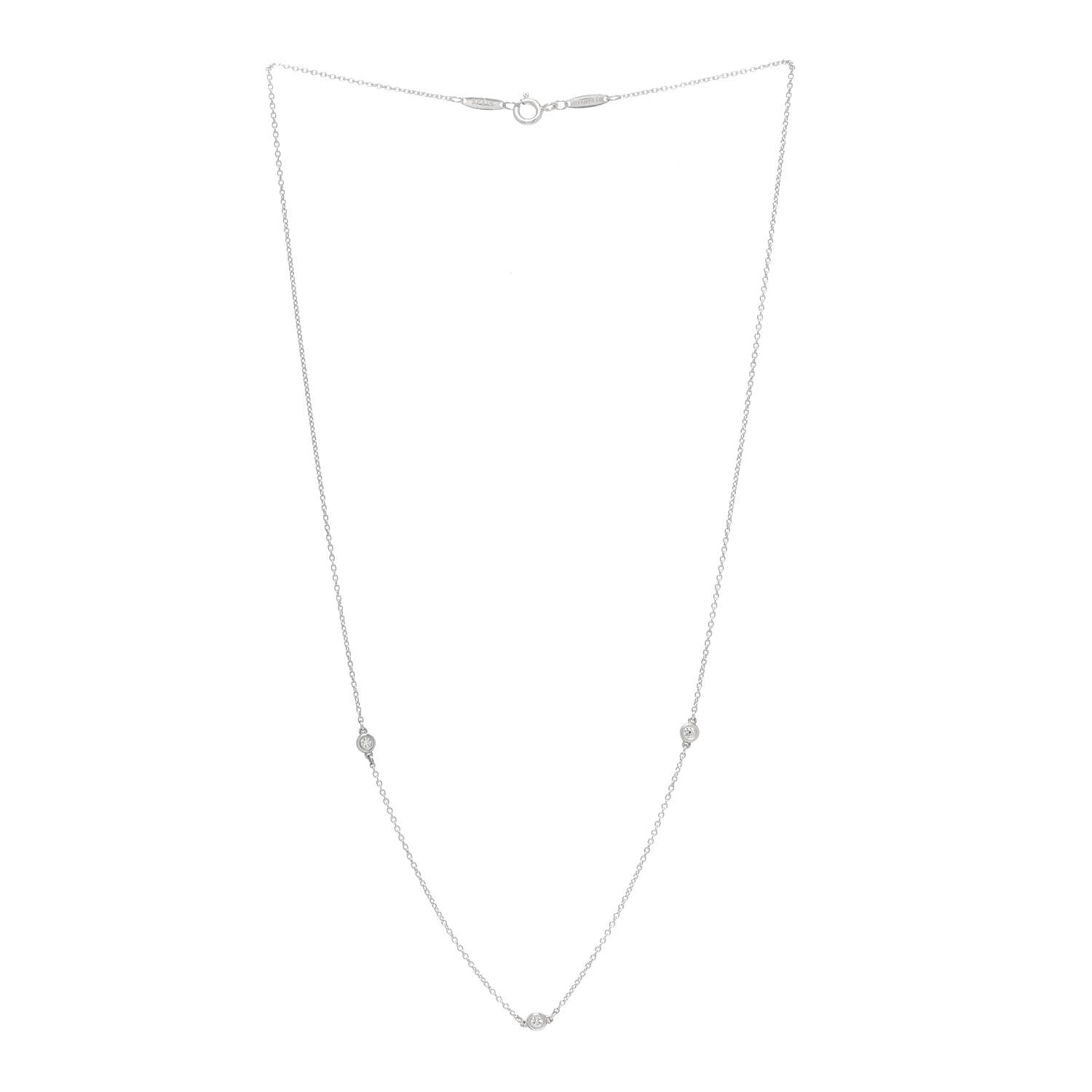 Tiffany Sterling Silver Diamond .09ctw Elsa Peretti Diamonds by the Yard Three Station Necklace 3 of 4