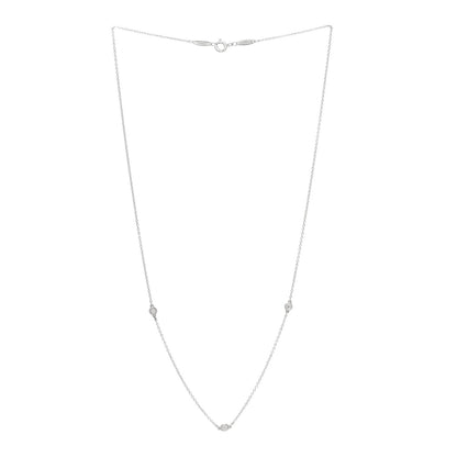 Tiffany Sterling Silver Diamond .09ctw Elsa Peretti Diamonds by the Yard Three Station Necklace 3 of 4