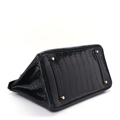 Hermes Shiny Porosus Crocodile Birkin 35 Black 4 of 12