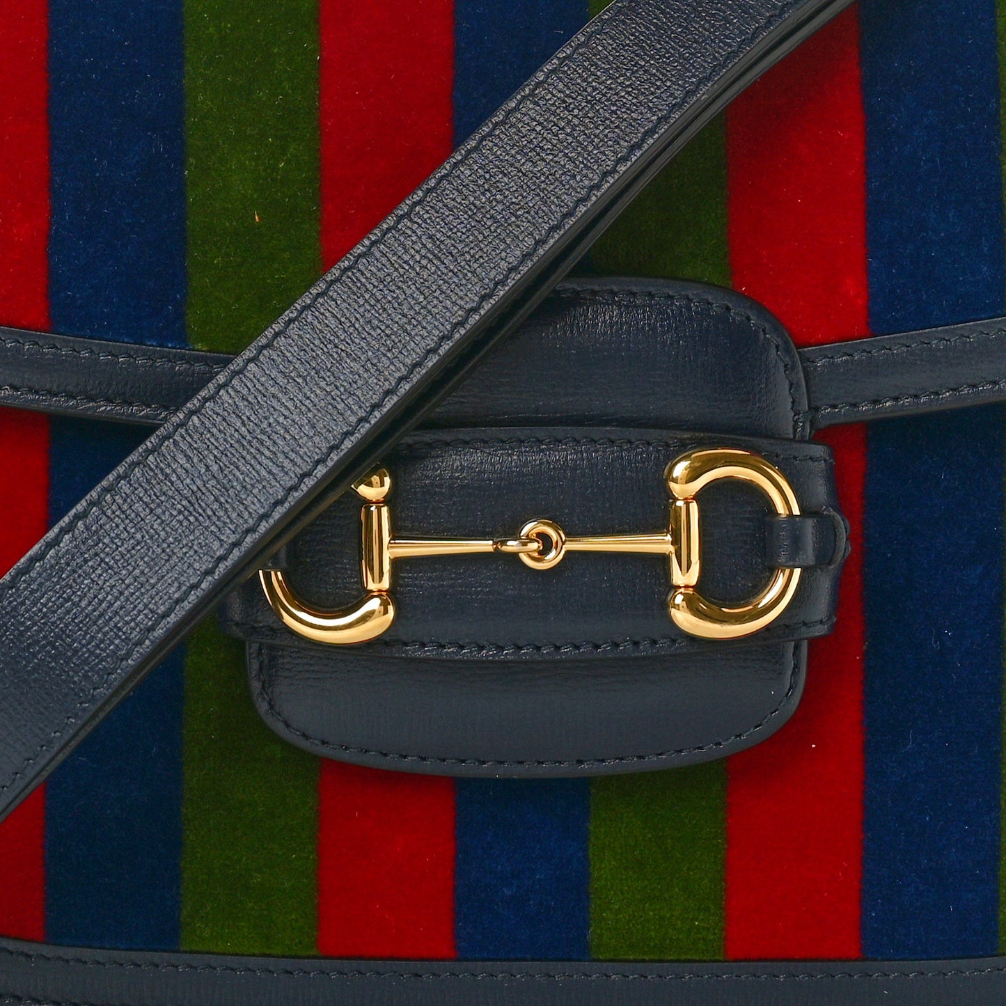 Velvet Azalea Calfskin Baiadera Stripe Horsebit 1955 Shoulder Bag Multicolor