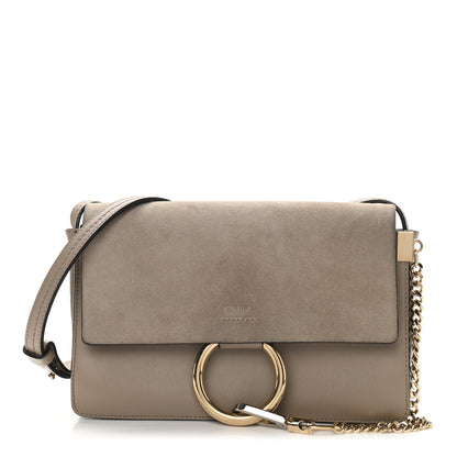 Chloe Suede Calfskin Small Faye Shoulder Bag Motty Grey 1 of 14