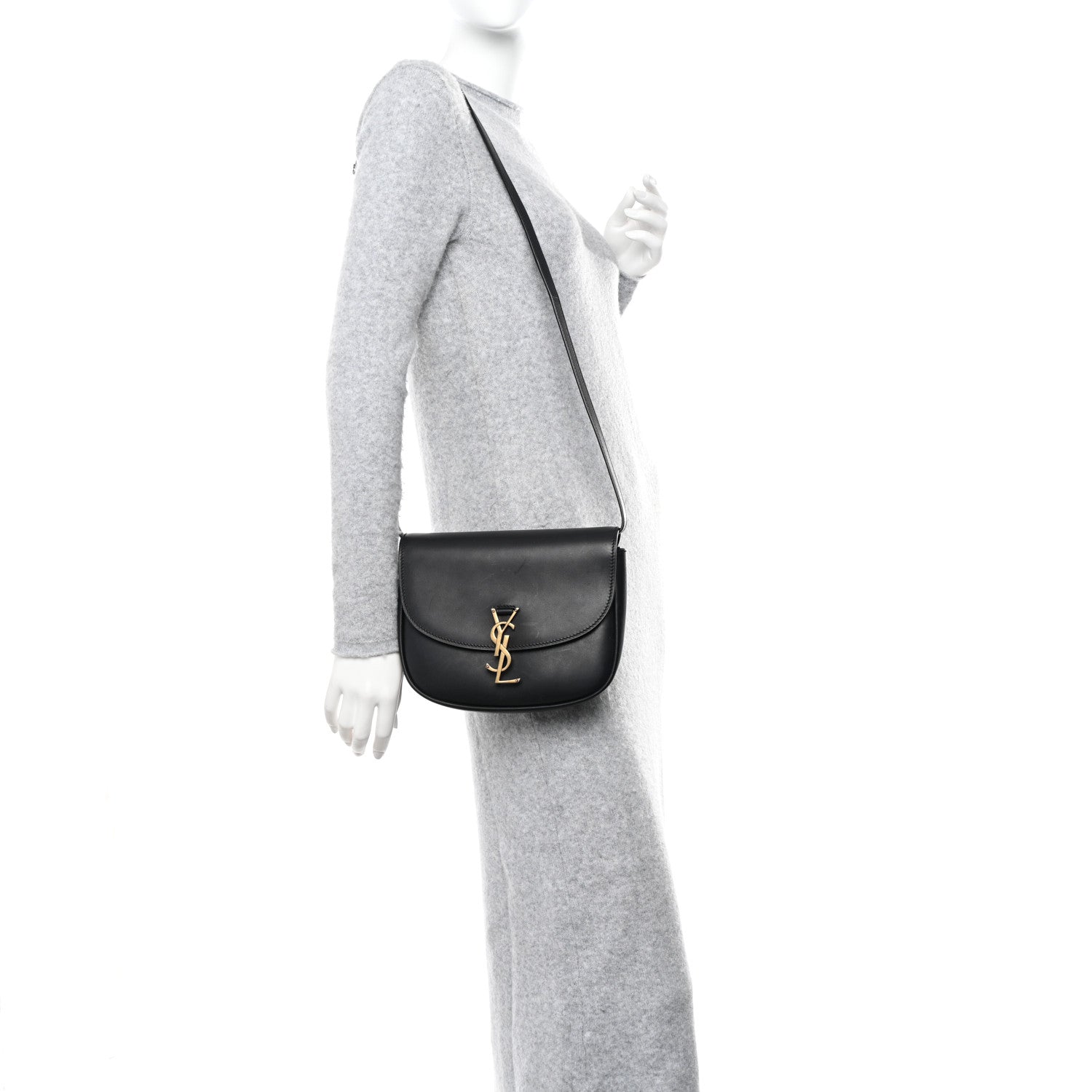 Saint Laurent Smooth Calfskin Monogram Medium Kaia Satchel Black 2 of 9