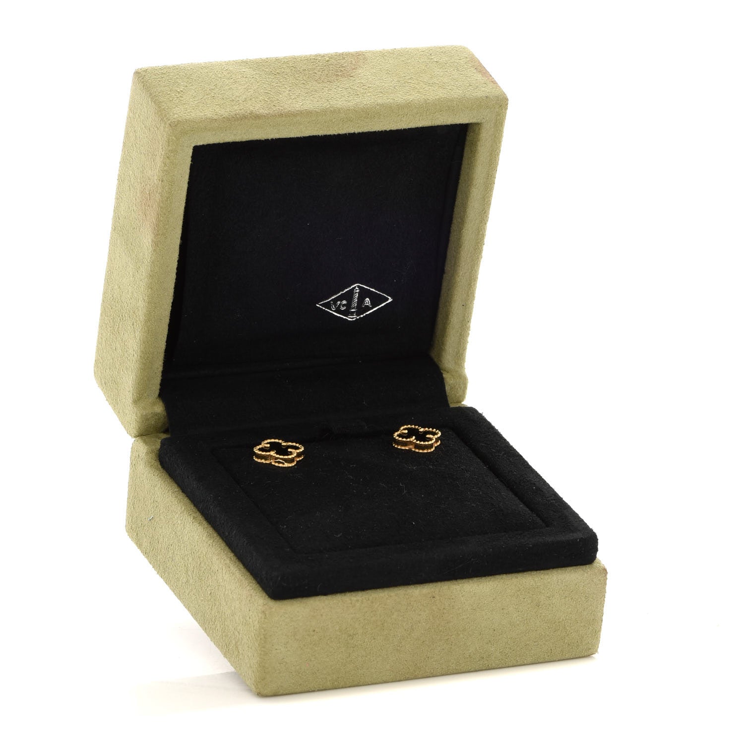 Van Cleef & Arpels 18K Yellow Gold Black Onyx Sweet Alhambra Earrings 5 of 5