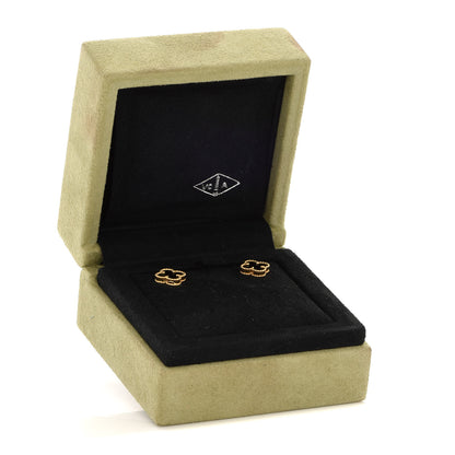Van Cleef & Arpels 18K Yellow Gold Black Onyx Sweet Alhambra Earrings 5 of 5