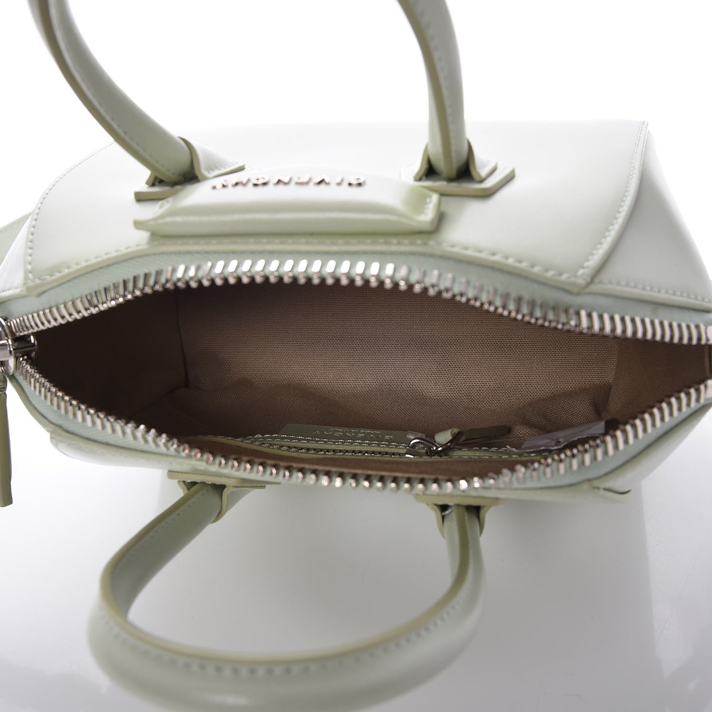 Shiny Lord Calfskin Mini Antigona Aqua Green