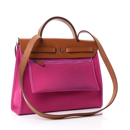 Hermes Vache Hunter Toile Herbag Zip 31 PM Magnolia Fauve 3 of 11