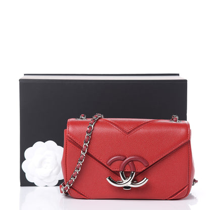 Chanel Caviar Macro Chevron Small Single Flap Red 10 of 13