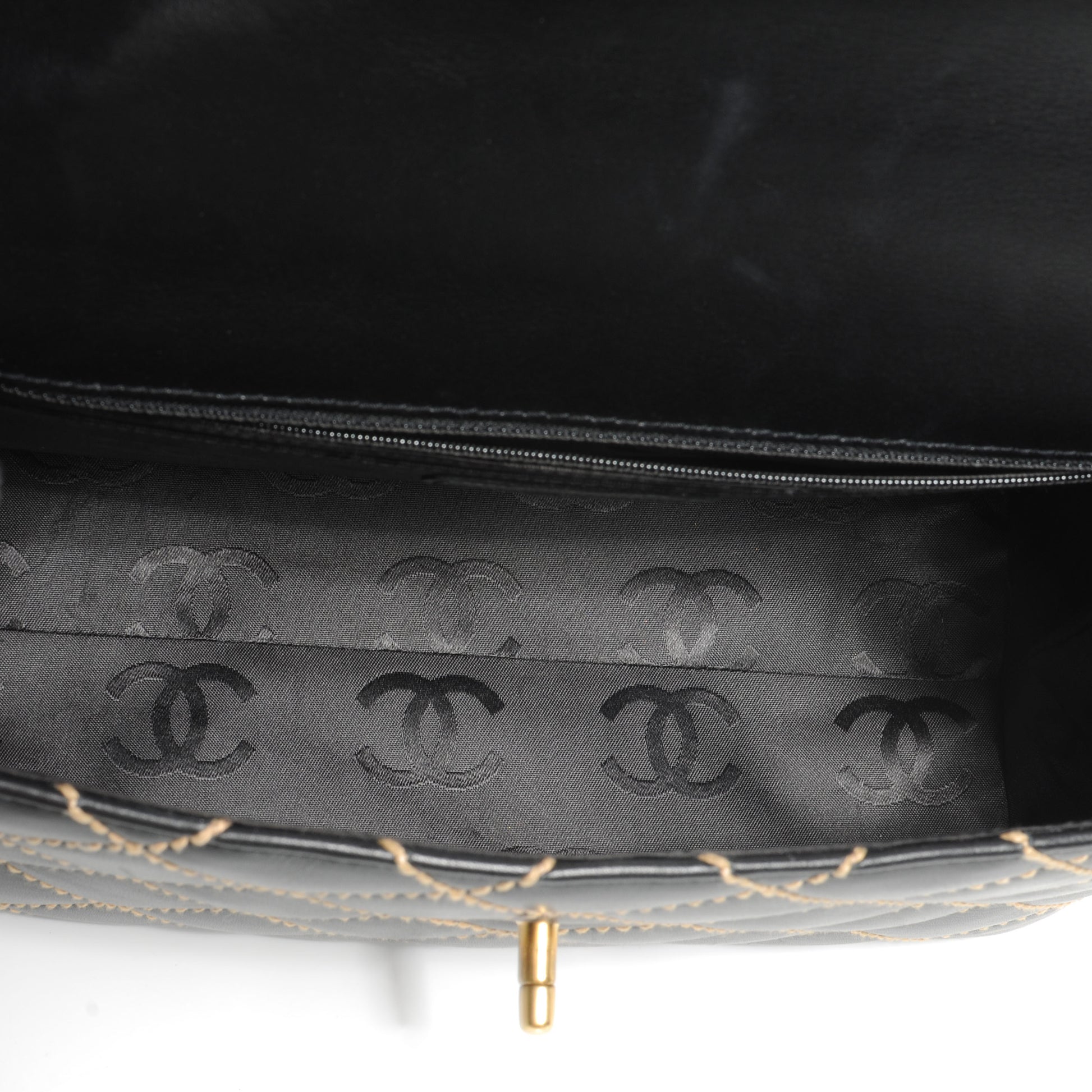 Chanel Leather Diamond Stitch Surpique Kelly Black 5 of 7