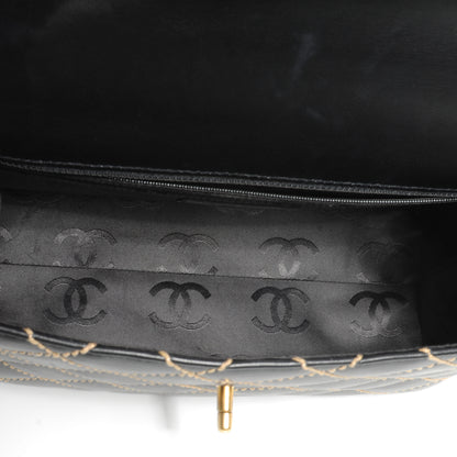 Chanel Leather Diamond Stitch Surpique Kelly Black 5 of 7