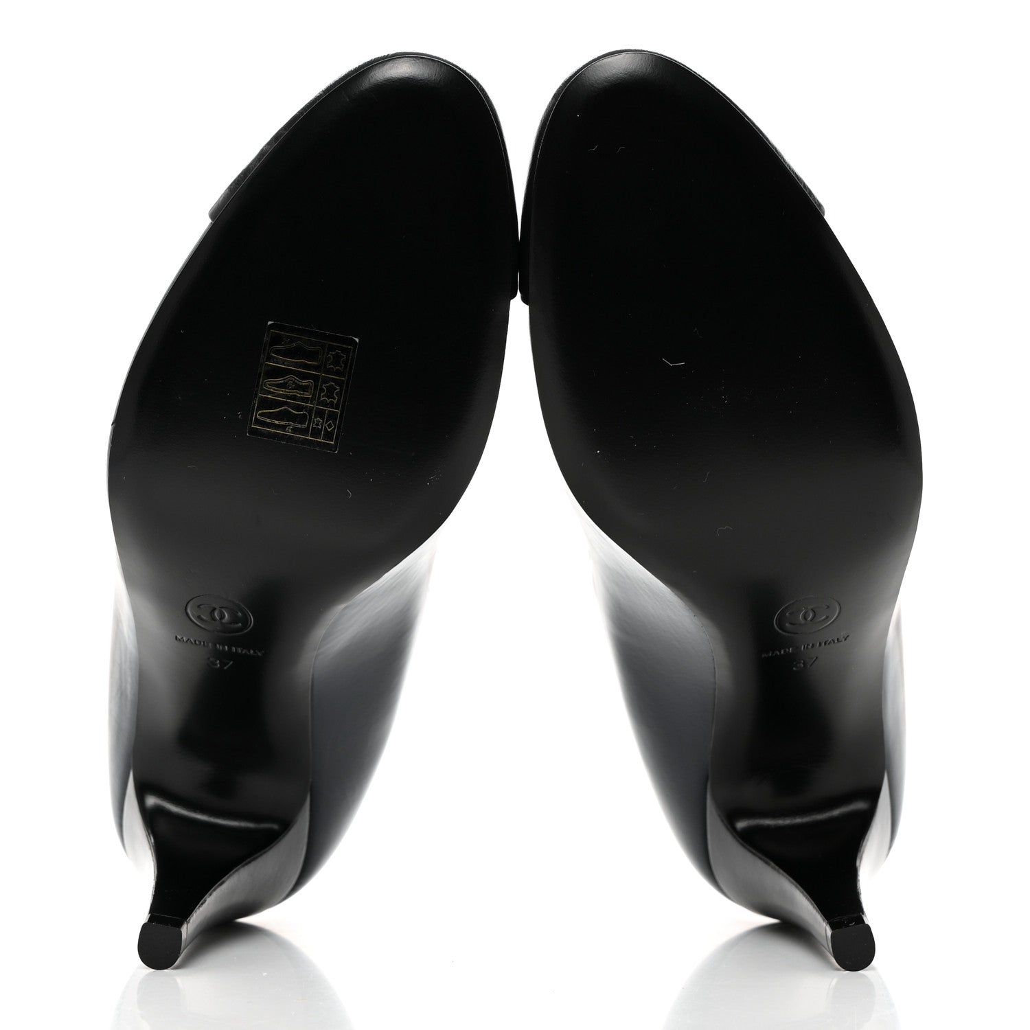 Chanel Shiny Goatskin Cap Toe Mary Jane Pumps 37 Navy Blue Dark Gray 5 of 9