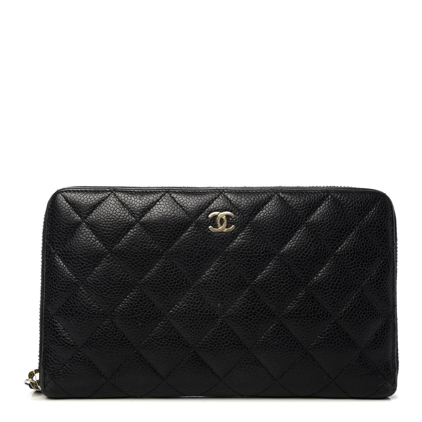 Caviar Quilted Large Zip Around Organizer Wallet Black