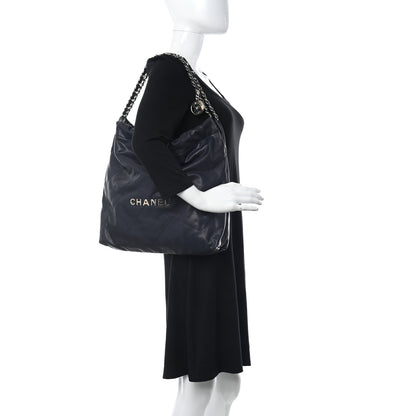 Chanel Shiny Caviar Quilted Chanel 22 Dark Blue 2 of 12