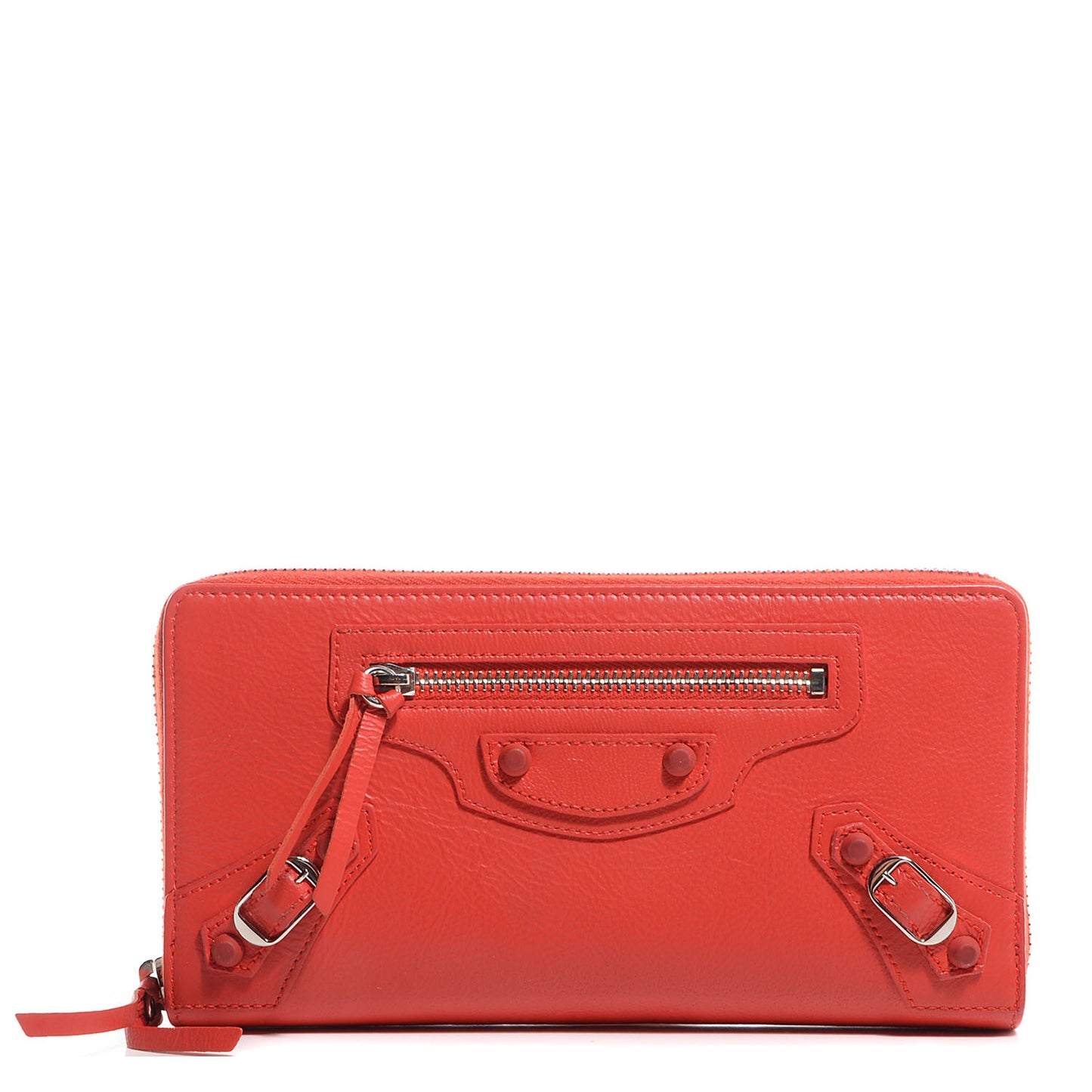 Chevre Classic Hardware Continental Zip Around Wallet Rouge Coquelicot