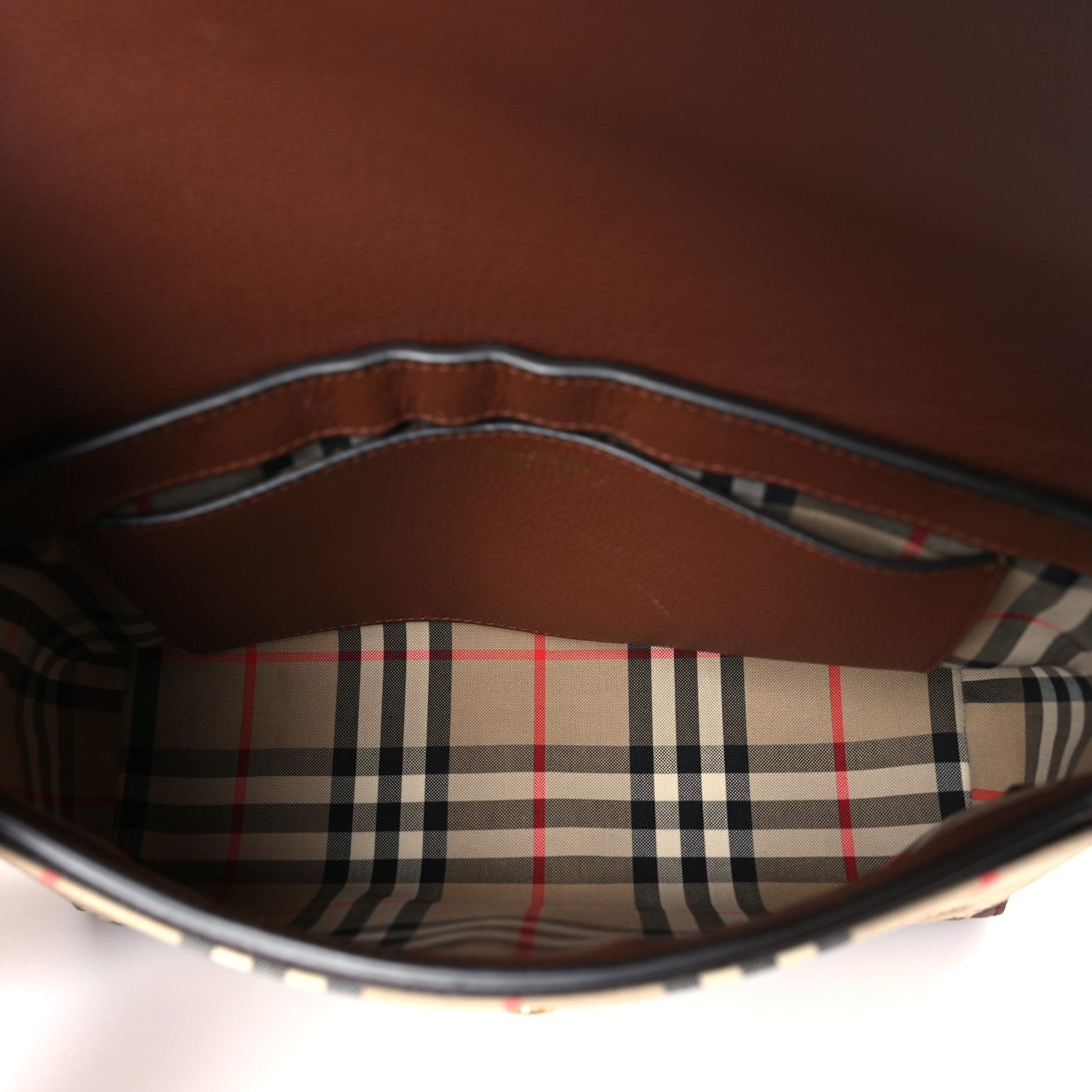 Burberry Calfskin Vintage Check Note Crossbody Bag Tan 5 of 9