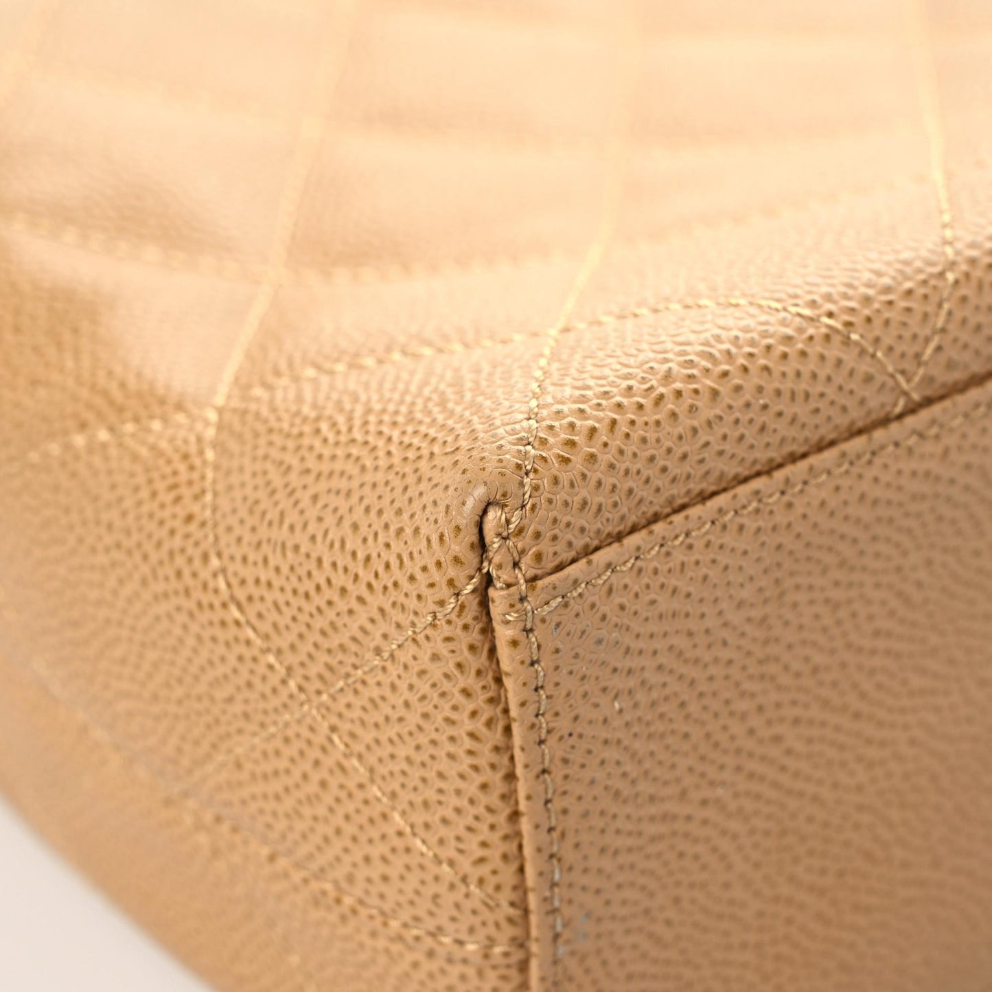 Caviar Quilted Shoulder Bag Beige