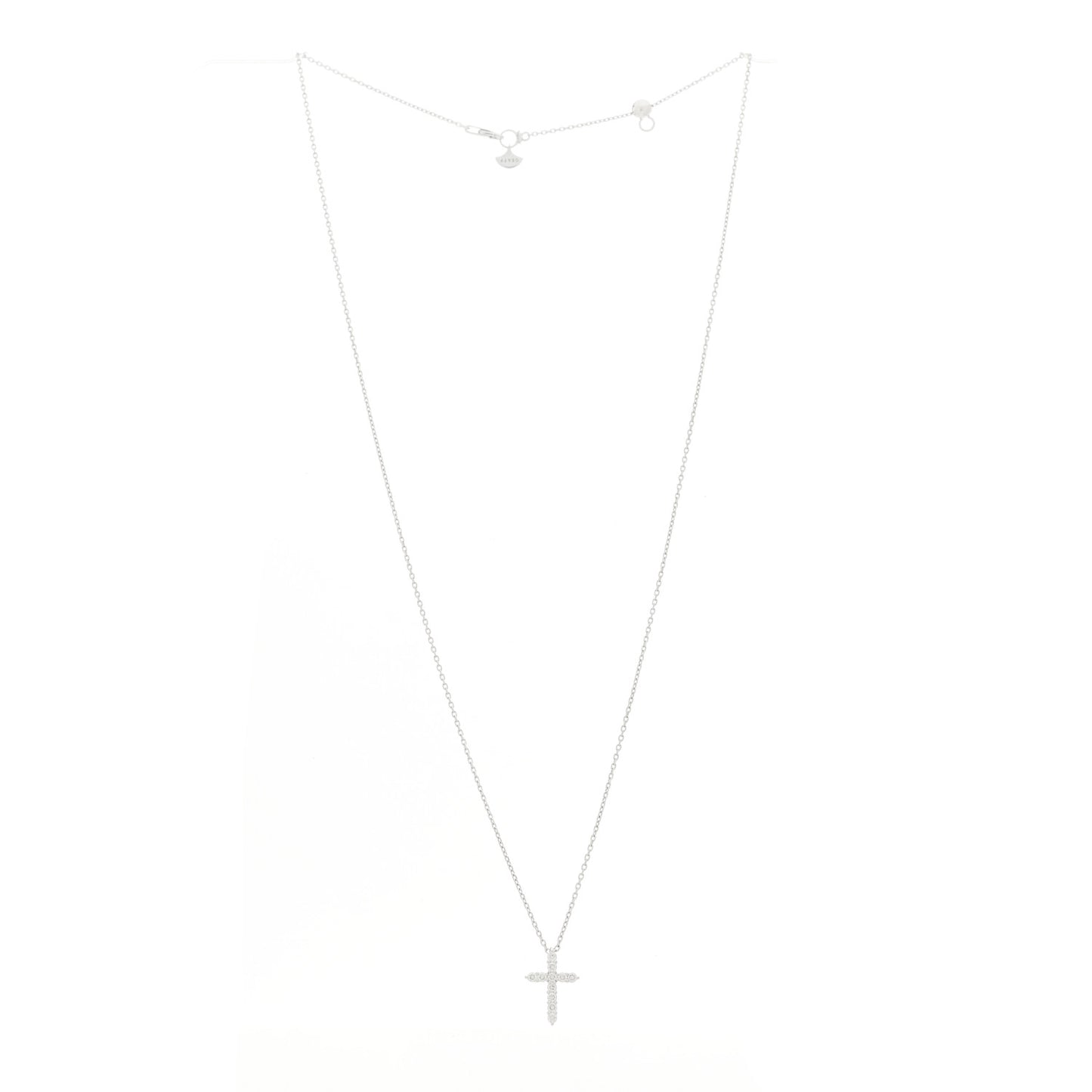 18K White Gold Diamond Petite Cross Pendant Necklace