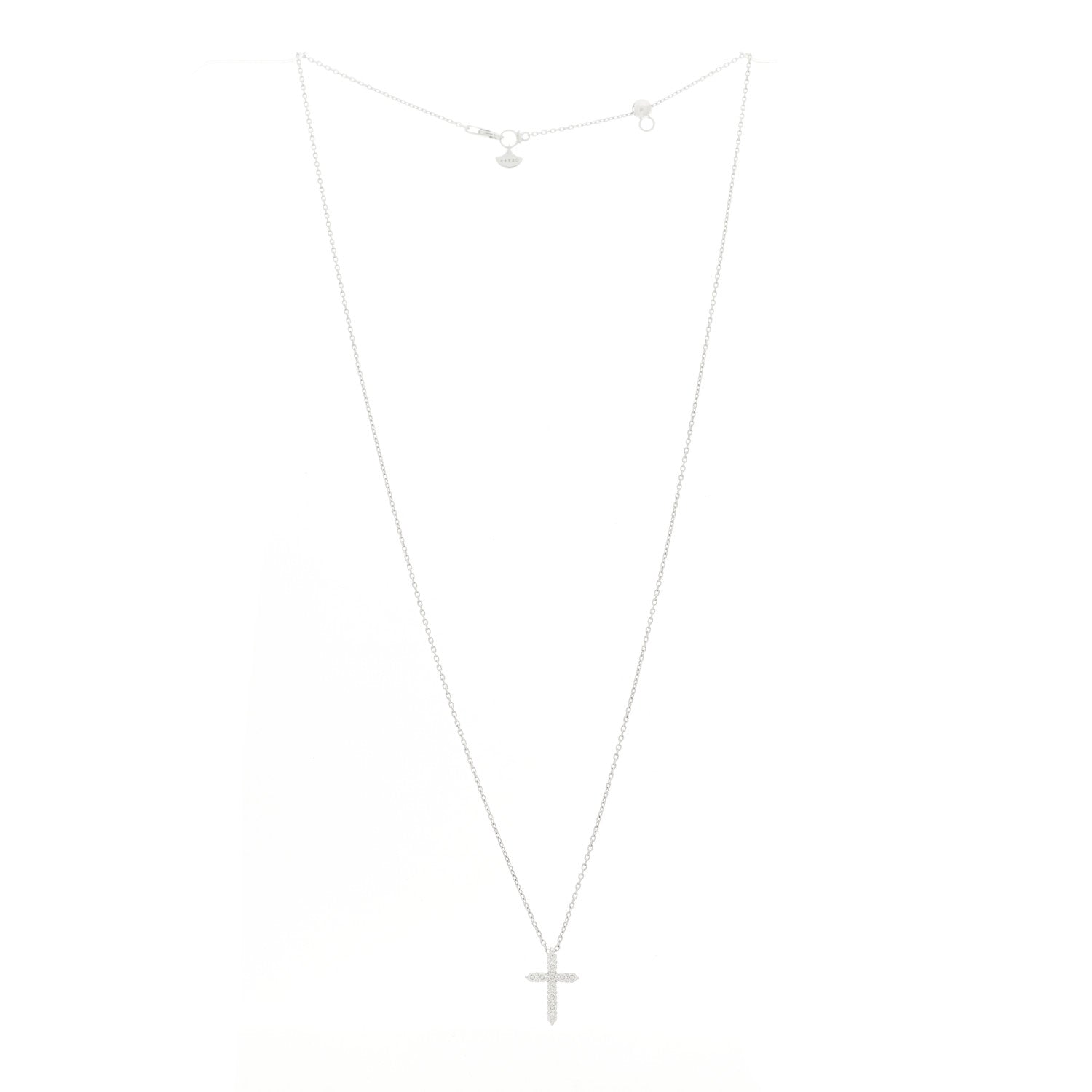Graff 18K White Gold Diamond Petite Cross Pendant Necklace 3 of 5