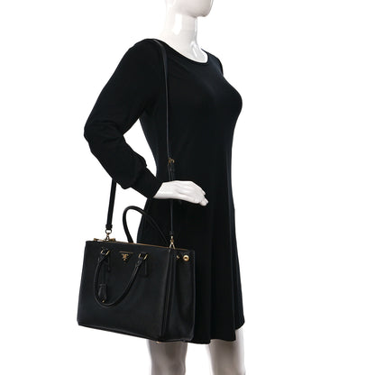 Prada Saffiano Medium Galleria Double Zip Tote Black 2 of 8