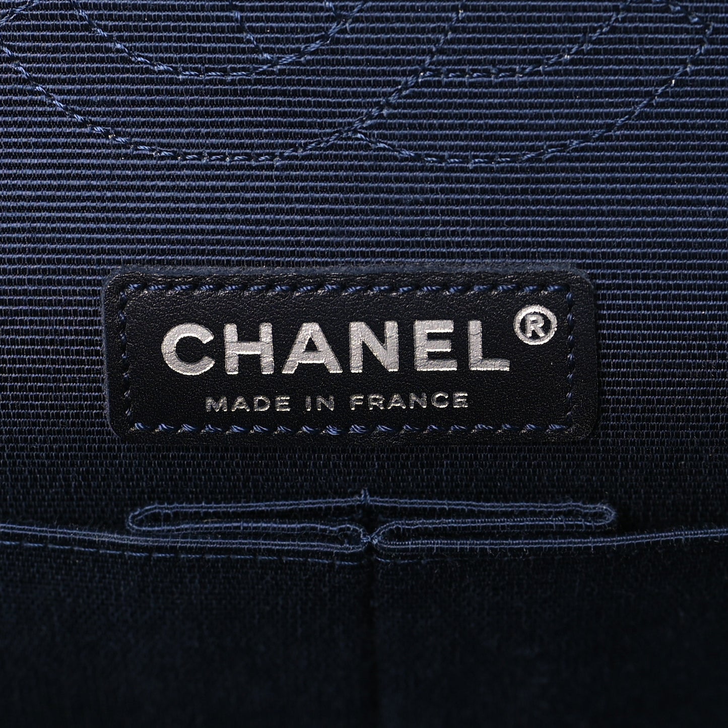 Grosgrain Quilted Medium Double Flap Navy