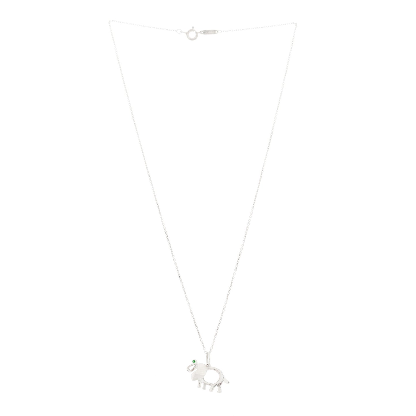 Sterling Silver Tsavorite Save the Wild Elephant Charm Necklace